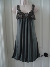 Blue Heaven dress S green Embellished flower pleated free people anthropologie