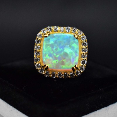 7.95 Gm Fire Opal & Moissanite 925 Sterling Silver Best Anniversary Ring US 8