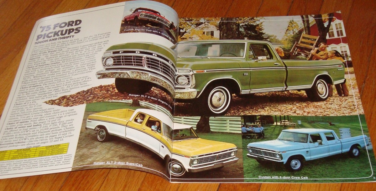 Original 1975 Ford Pickup Sales Brochure F-100 F-150 F-250 F-350