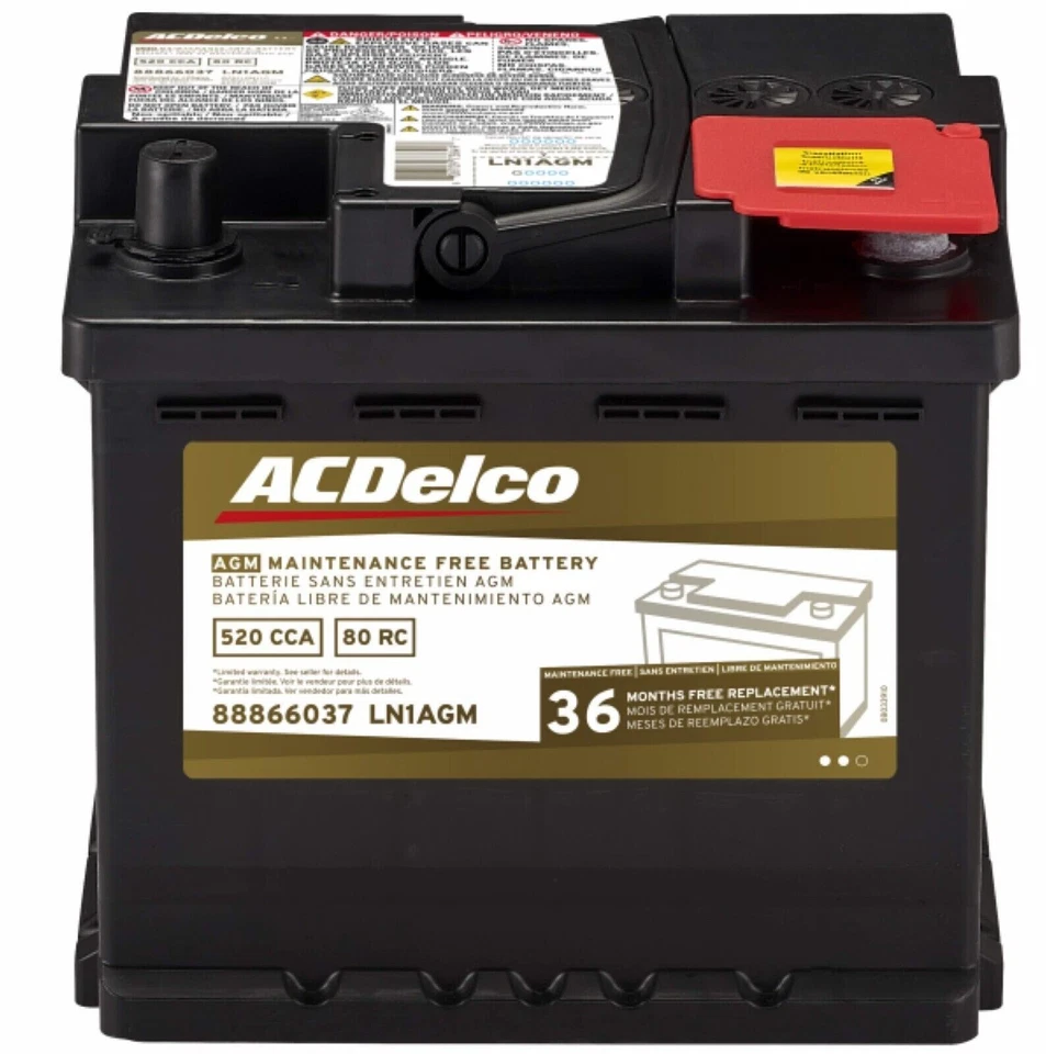 Nueva batería de 12 V AcDelco dorada para Chevy BOLT EV 2017-22 SPARK EV 14-16 50 AMP Foto 3 de 4