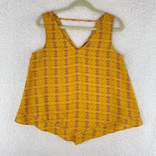 a.n.a A New Approach Yellow V-Neck Sleeveless Tank Top Womens Size Medium