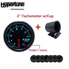 2-1/16" 52mm 7 Colors Tachometer Tacho Gauge W/Cup Tacho Gauge Meter 0~8 RPM