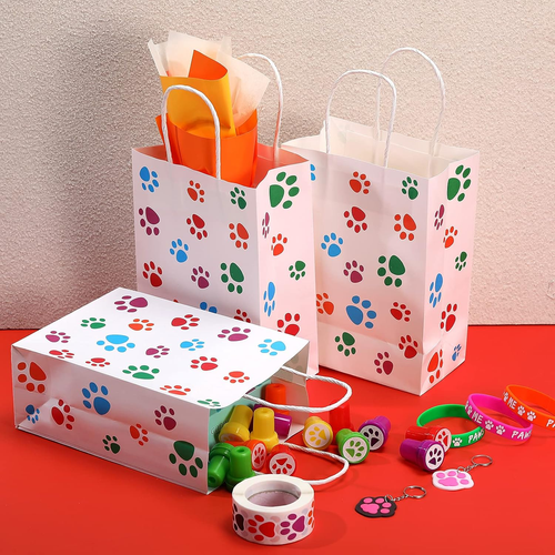 24 Pieces Paw Gift Bags for Dog Party Favors - Puppy Paw Print Treat Paper Goodi - Picture 4 of 7