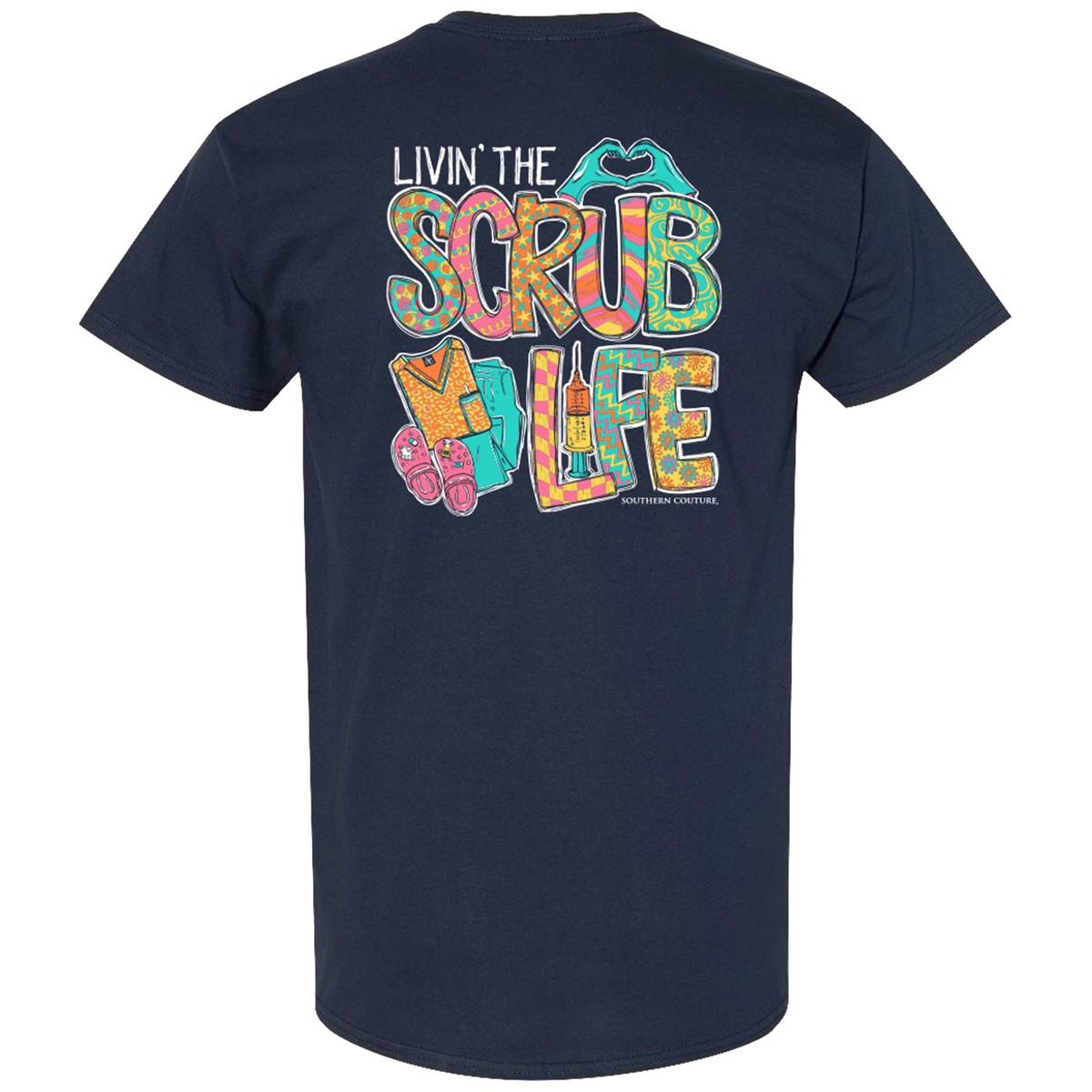 Southern Couture Livin' The Scrub Life Navy Blue Short Sleeve