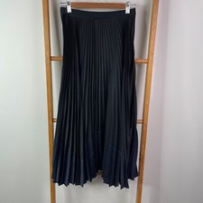 Uniqlo C Maxi Skirt Womens Small Black Blue Colourblock Pleated Midi Pullover