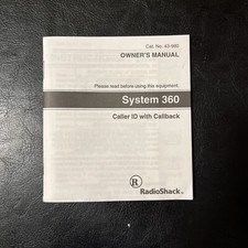 Radio Shack Manual System 360 Caller ID with Callback Instructions M1
