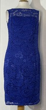 Red Herring Size 14 Dress Lace Blue Lined Evening Party Smart 289
