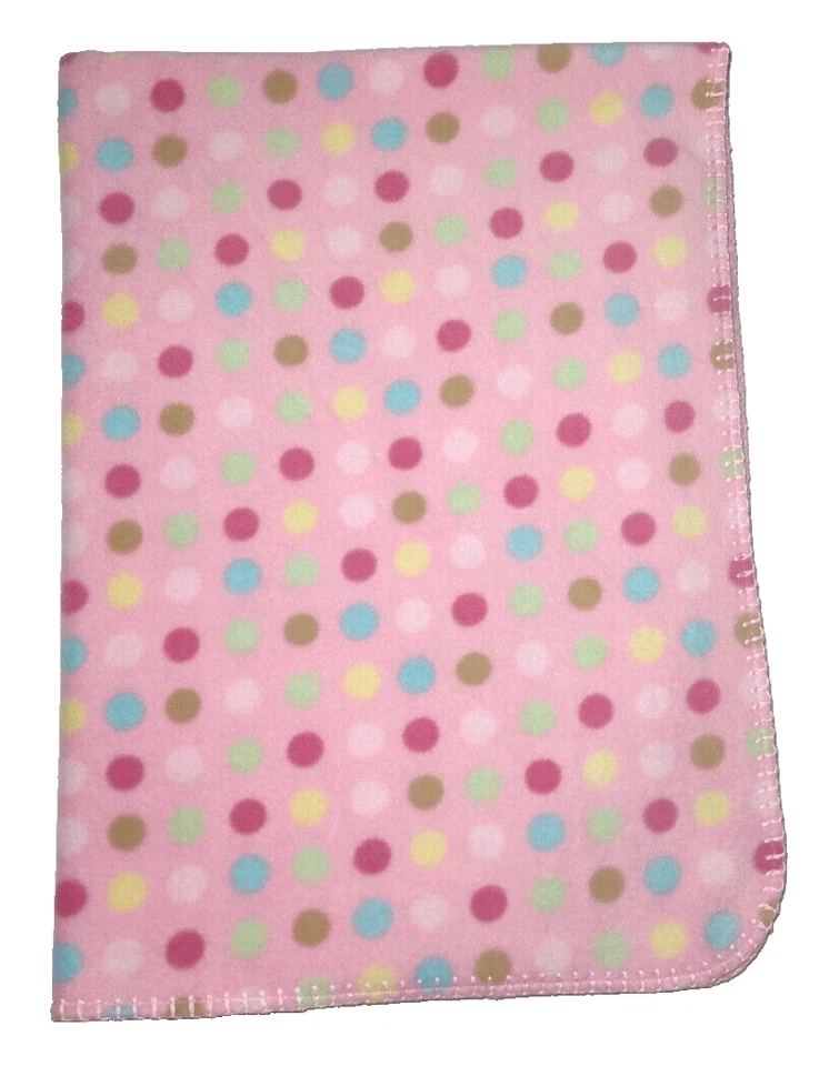 Circo Pink Fleece Polka Dot Baby Blanket Soft Girl Lovey htf Target Green Brown - Image 3 of 3