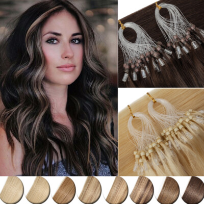 Micro Ring Loop Tipped Brazilian Remy Human Hair Extensions Micro Beads Link ASP