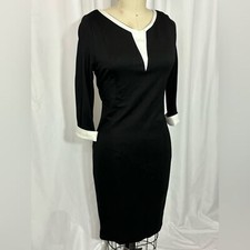 NEW Black White Wednesday Goth Fitted Knit Dress Small Medium