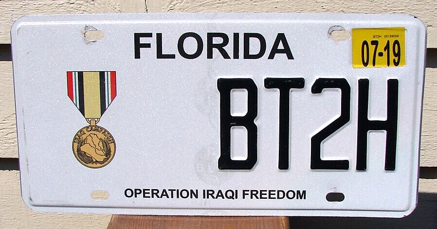Florida OPERATION IRAQI FREEDOM License Plate MILITARY VETERAN