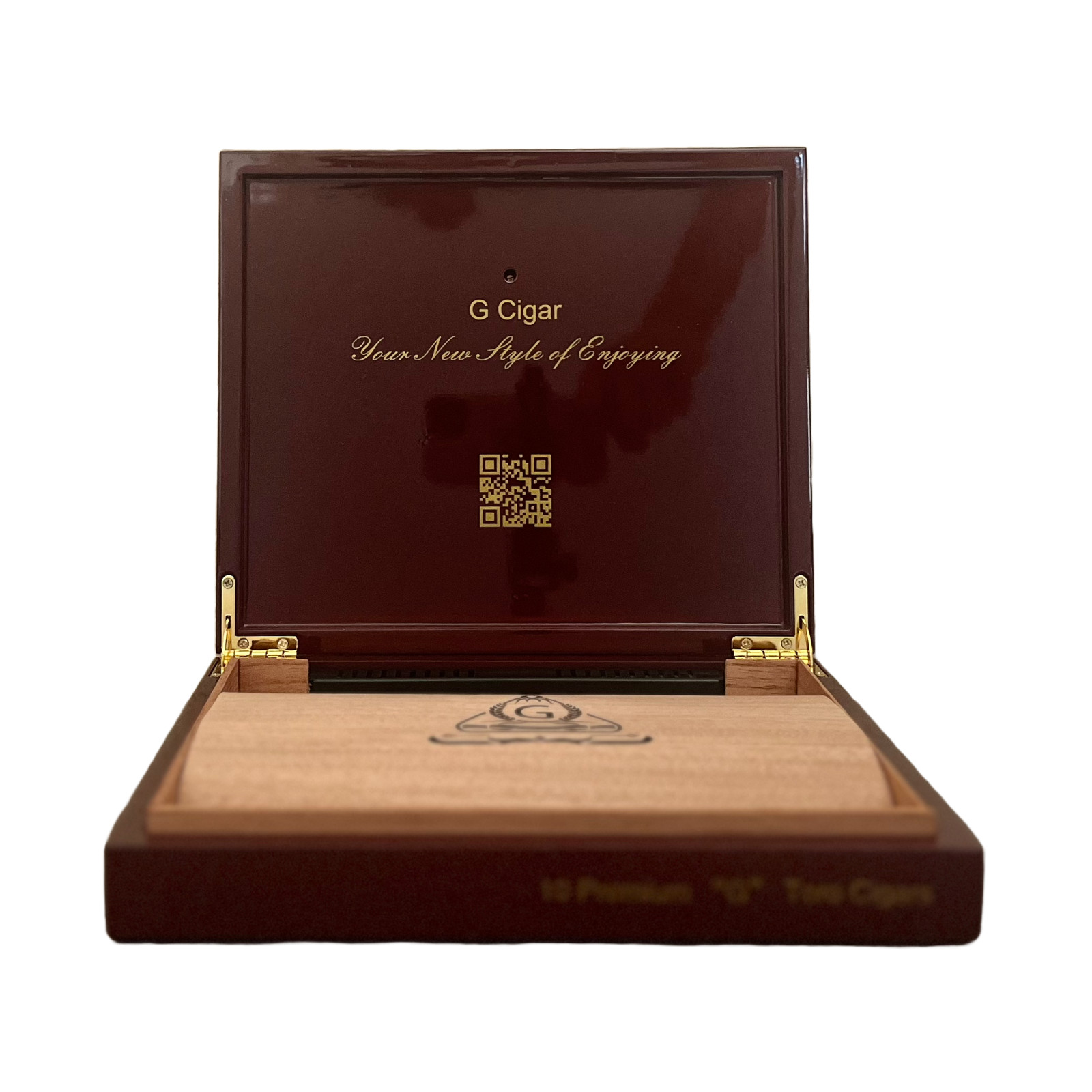 G Cigars Luxury High Quality Cedar Wood Humidor for 10-15 Cigars, (Red, Big)