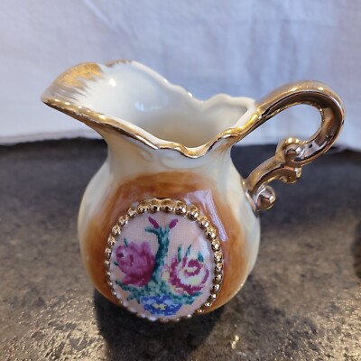 Vintage Victorian Handpainted Mini Pitcher And Saucer By Adriane