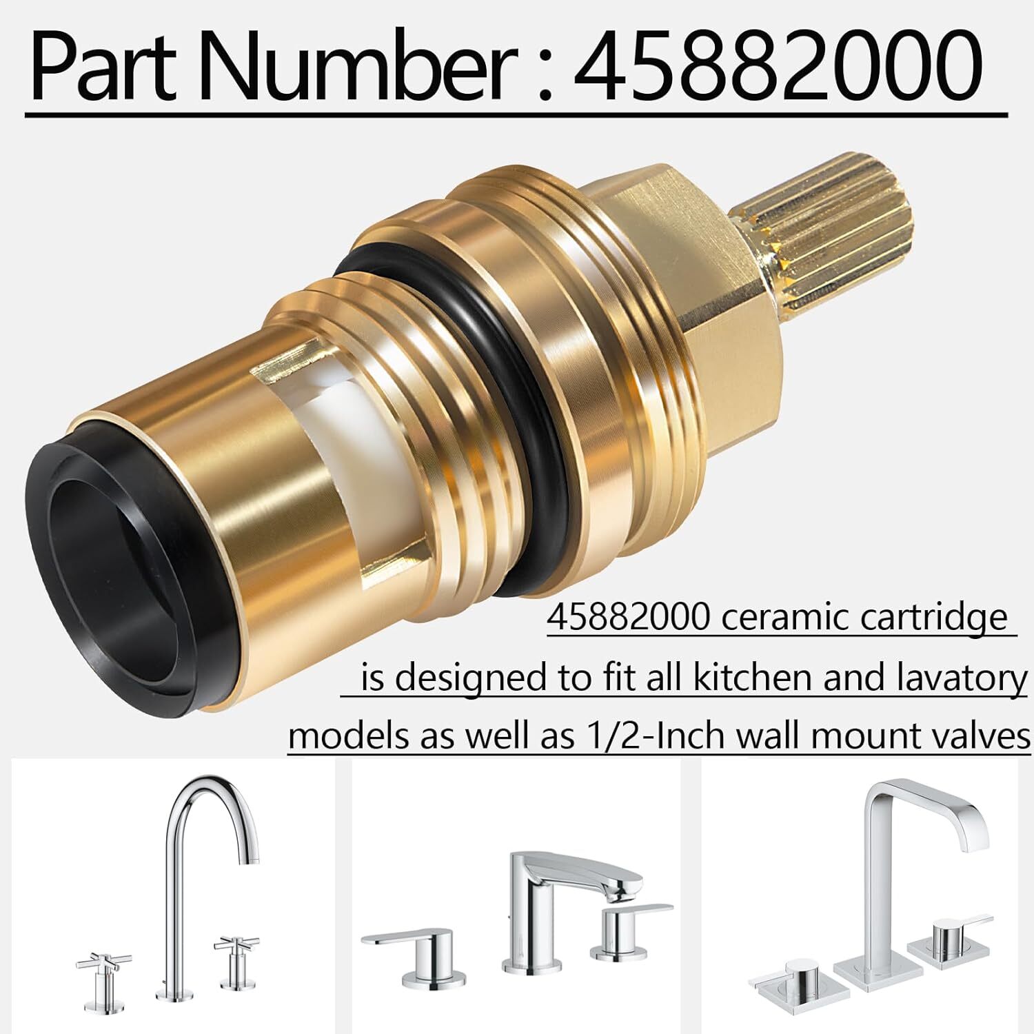 45882000 Hot Cartridge For 1/2" -1/4 Turn- Anti Clockwise Open Ceramic cartridge