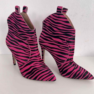 Pink Zebra Stripe Western Style Cow Hair Ankle Bootie Jessica Simpson Pixillez2