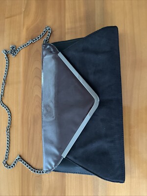 Damen-Handtasche schwarz/bordeaux, 45x30 cm, mit Schulterkette