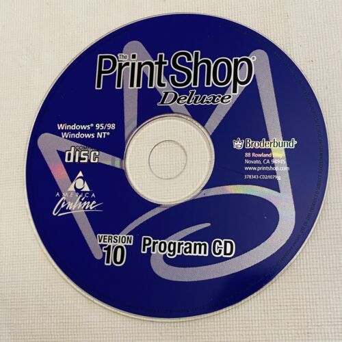 Broderbund Print Shop Software Version 10 Windows 95/98/NT PROGRAM DISC ONLY - Picture 1 of 3