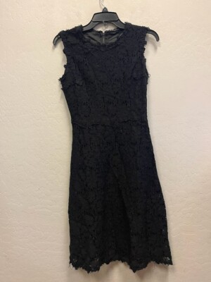 knee length dresses for ladies Elie Tahari black and blue guipure lace dress, size 6, NEW WITH TAGS! main image 1