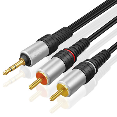 3.5mm to RCA Audio Cable 25FT Male Stereo Y Adapter AUX Auxiliary Headphone Jack