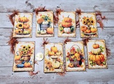 8-Fall-Autumn-Farmhouse-Pumpkins-Junk Journal-Linen Cardstock-Gift-Hang-Tags