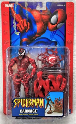 Spiderman CARNAGE Figure w/ Spider Trapping Action NEW ToyBiz 2004