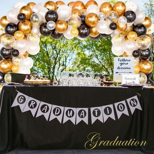 Balloon Arch Garland Kit - 120 Pcs Black, White, Gold Confetti and Metal Latex - Picture 3 of 5