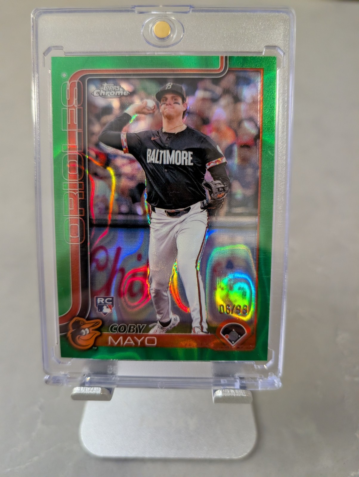 2025 Topps Chrome - Coby Mayo #120 Green Lava Refractor 06/99 (RC)