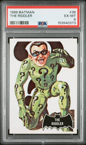 1966 Topps Batman Black Bat #36 The Riddler — PSA 6