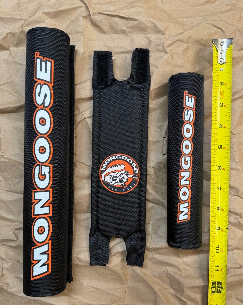 Vintage Mongoose BMX Handlebar, Frame & Stem Pads Black (3 Piece Set)