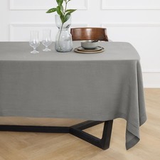 Solino Home 100 Pure Linen Tablecloth Grey, Sonoma Hemstitch 70 x 70 in