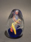 Blue Orange And Yellow Twisted Pattern Egg Shaped Art Glass Paperweight — photo 3