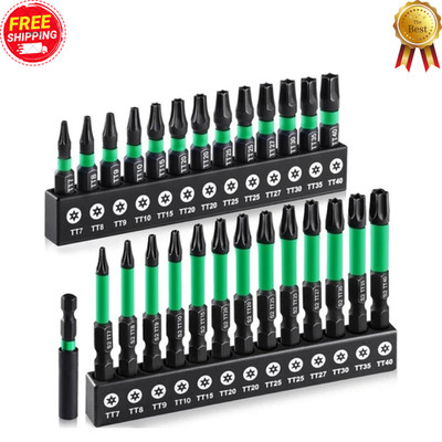 27PCS Impact Torx Bit Set (TT7-TT40), S2 Steel Security with Tamper Proof & Magn