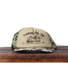 Vintage Camo Tidmore Oil Co BP Columbiana AL Camouflage Trucker Hat Baseball Cap