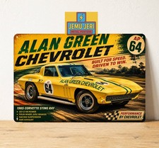 Chevrolet Sting Ray Alan Green Race Car Metal Poster Tin Sign 20x30cm