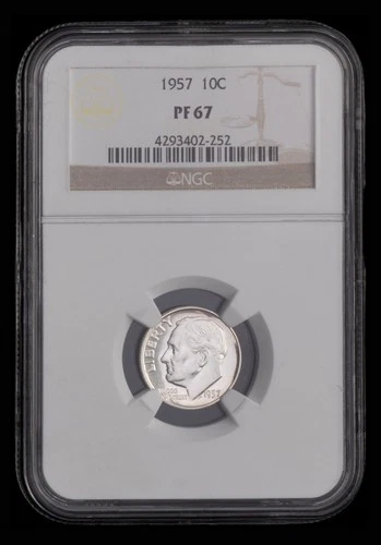 1957 Roosevelt Dime. NGC PF 67. Philadelphia Mint. Silver. KM-195.