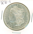 Low mint state 1878-S Morgan silver dollar, scuffy.