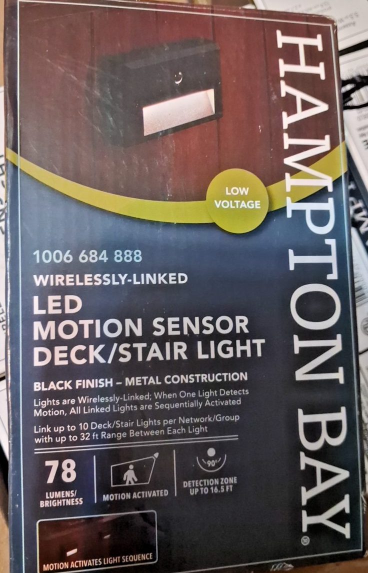 Hampton Bay Wireless LED Motion Sensor Deck Stair Light Low Voltage Black