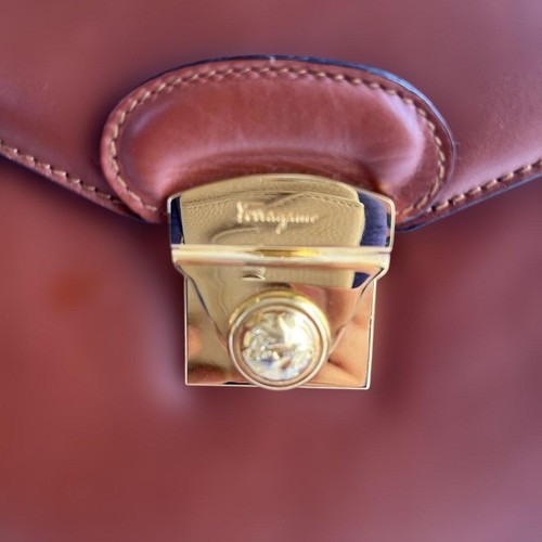 Salvatore Ferragamo Vintage 2-Wege braun Leder Handtasche Schultertasche authentisch - Bild 19 von 24