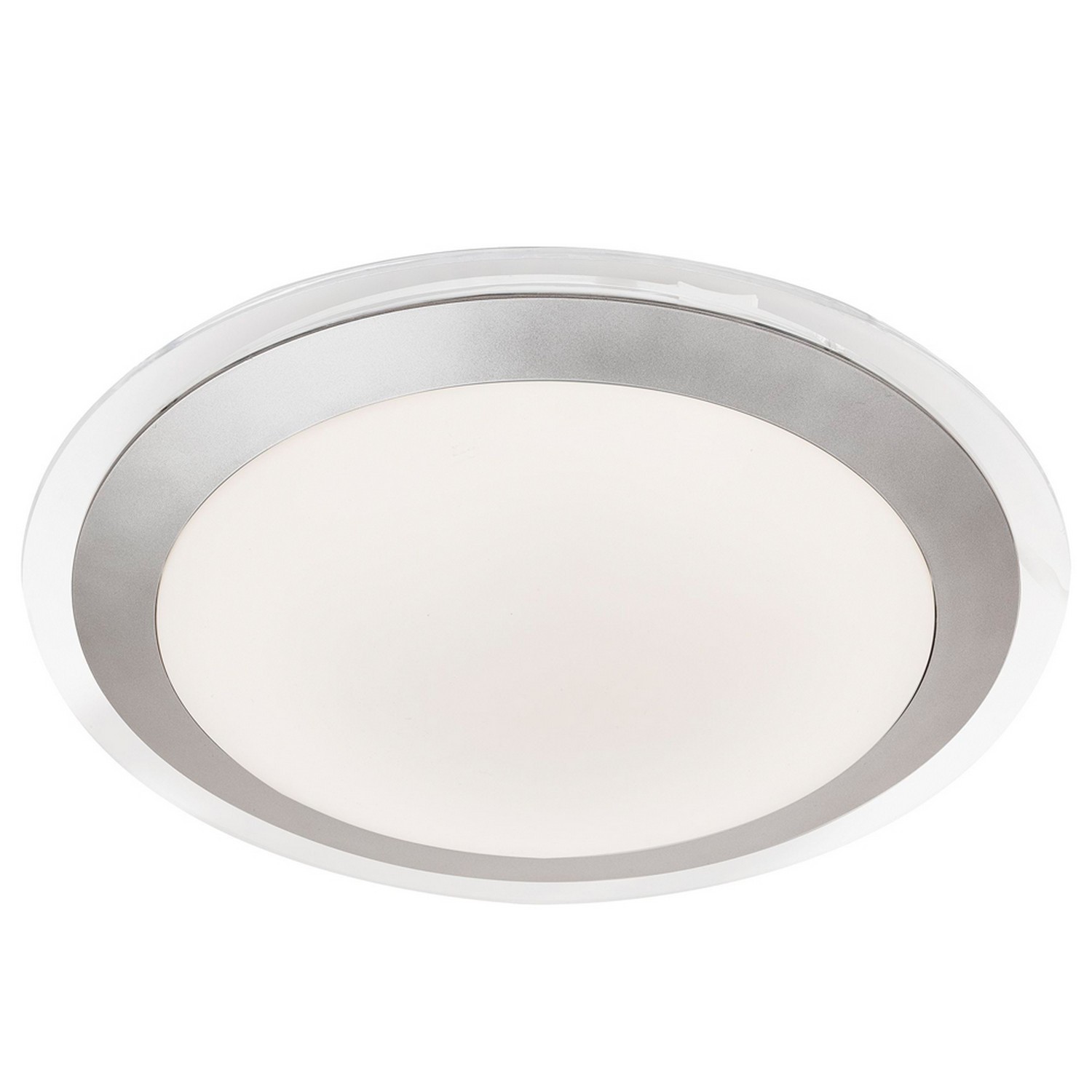 Silver LED Flush Ceiling Light Fitting White Acrylic Shade Home Office Lights