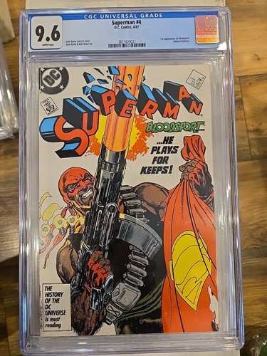 Superman #4 CGC 9.6 White Pages First Bloodsport (1987 DC Comic)
