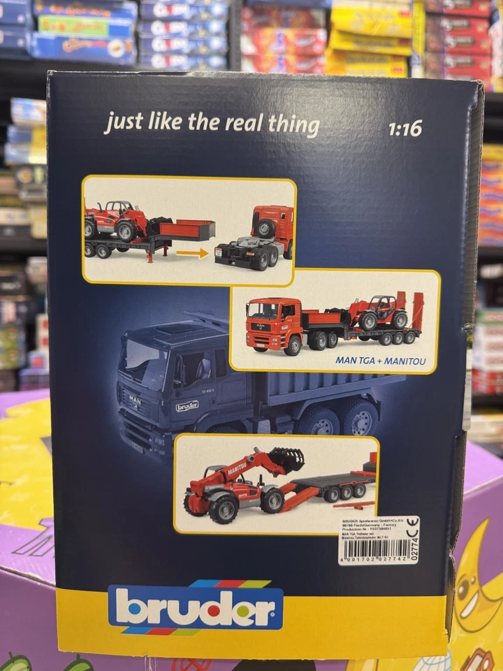 BRUDER 02774 - CAMION MAN TGA CON RIMORCHIO E CARICATORE TELESCOPICO MANITOU - Immagine 4 di 4