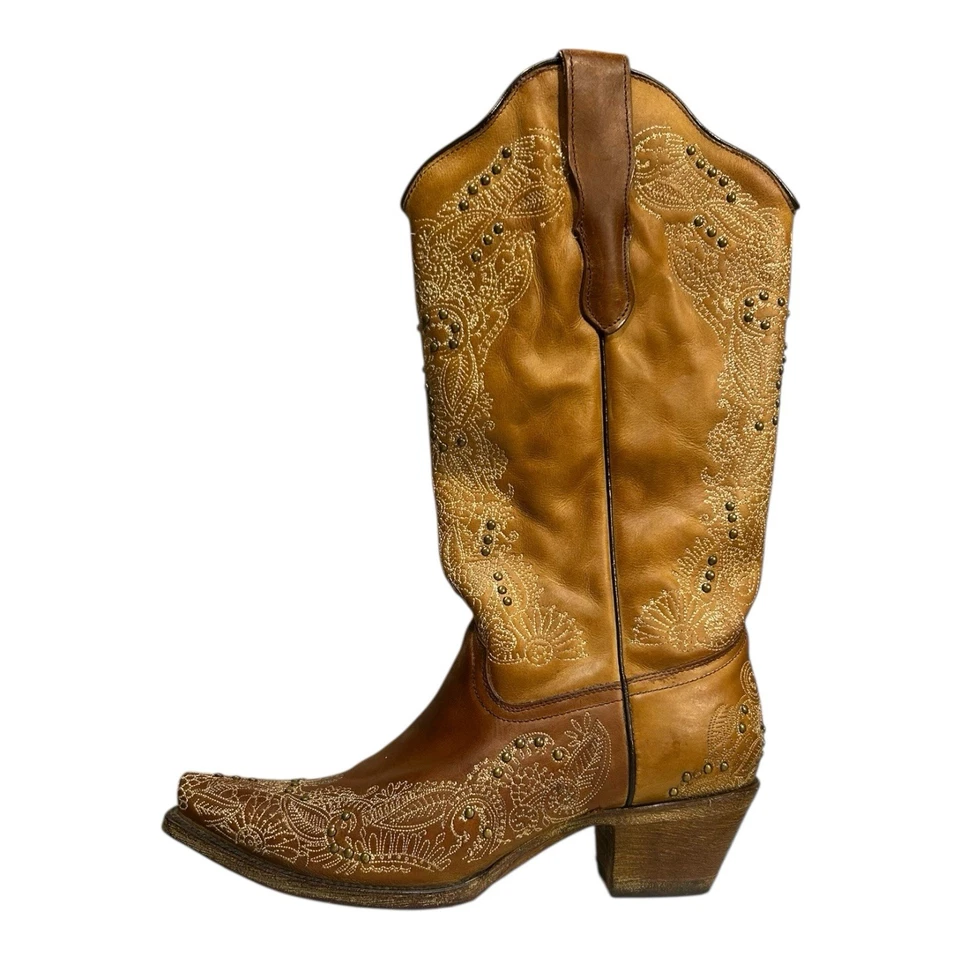 Corral E1172 Tan Embroidered Studded Western Boots Women’s 7.5 - Image 4 of 4