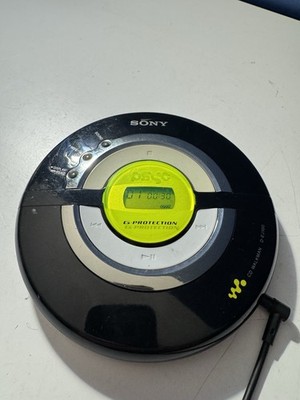 Sony Walkman D-EJ100 Black Green Portable Discman CD Player Tested Works!