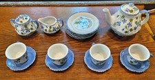 Vintage Hand Painted Porcelain Children's Tea Set/Andrea by Sadek/17 piece/4 set