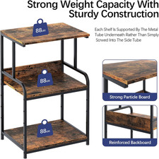 3-Tier Printer Stand, Large Printer Table on Wheels, Movable Printer Stand wi...