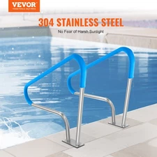 New Pool Handrail, 2 PCS 48x36in Pool Railing, Stainless Steel with Base Plate