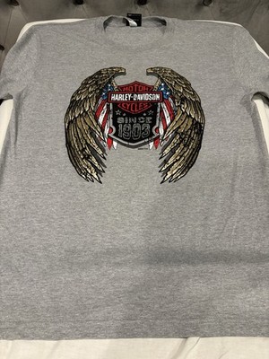 NWT HARLEY DAVIDSON Men L Heather Gray T Shirt 3001872-HTGY Banff Can on back 
