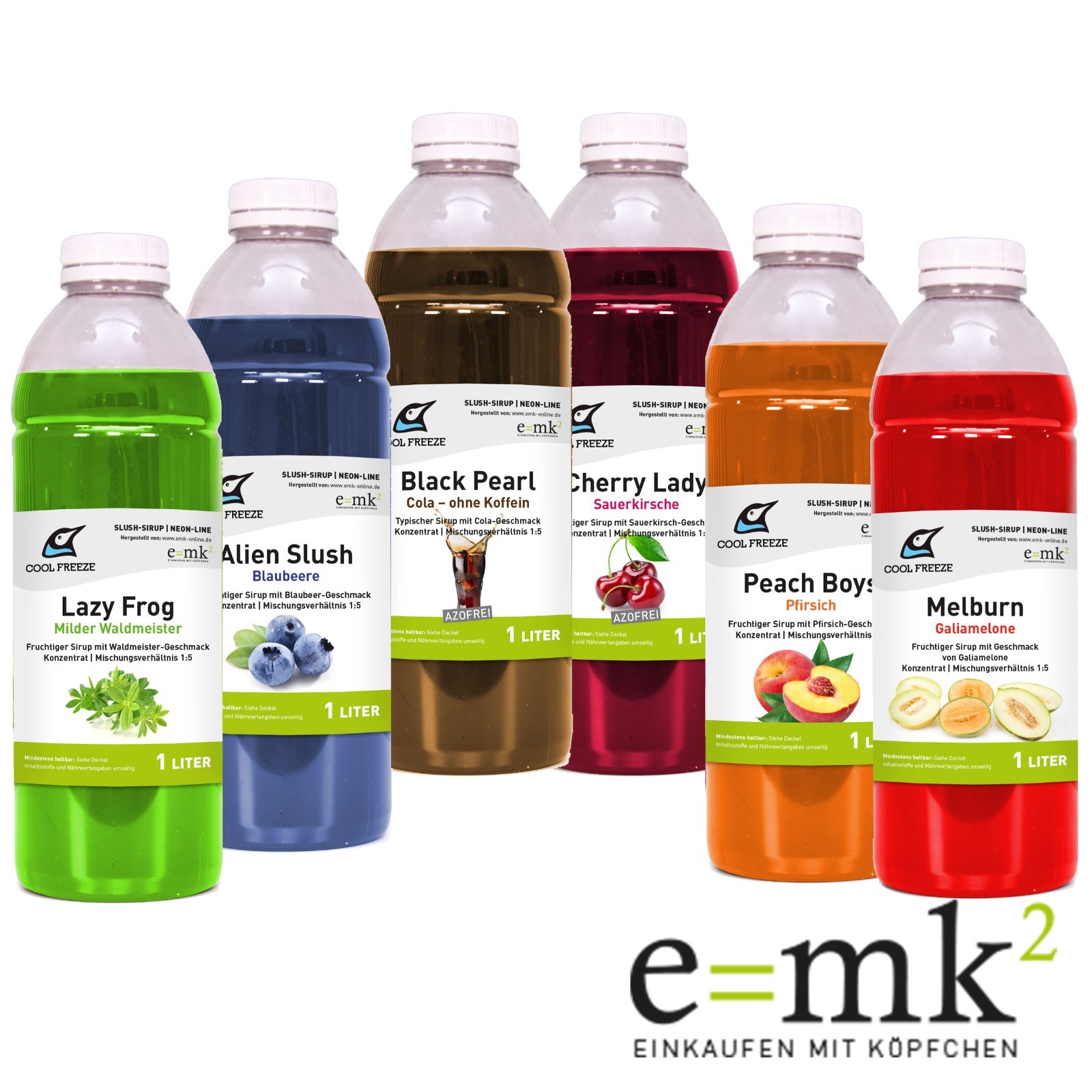 Slush-Sirup Eis Set 6 × 1 L Party Set Sommer Getränk 1:5 Konzentrat Hersteller