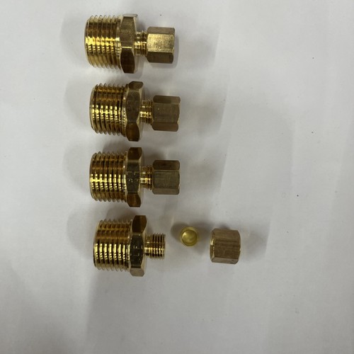 (4-PACK) Male Adapter 1/2" NPT x 1/4" Tube OD Compression Brass Fitting BIN F/S