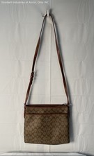 Coach Brown Tan Signature C File Crossbody Bag Silver Hardware COA